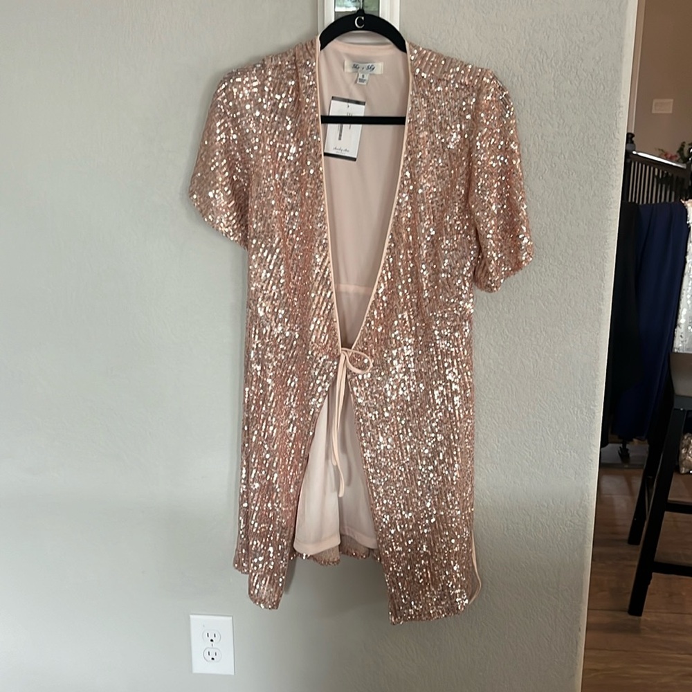 Champagne sparkly wrap dress